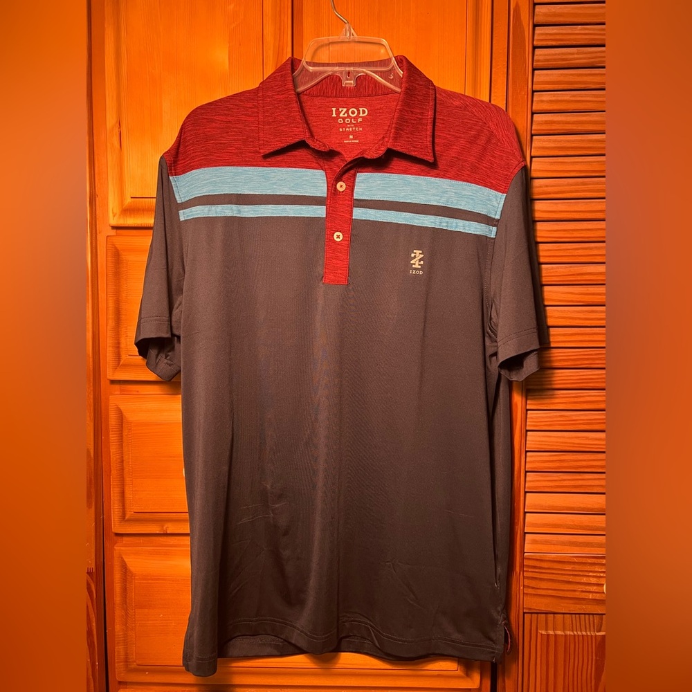 IZOD Men's Red and Blue Polo Shirt